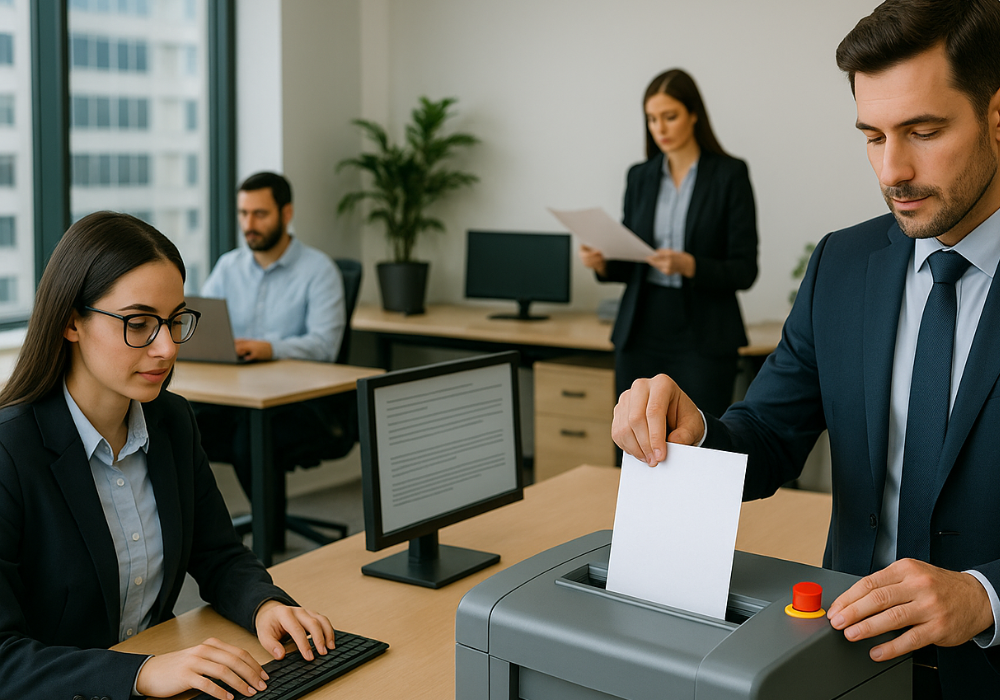 triturado de documentos en oficinas